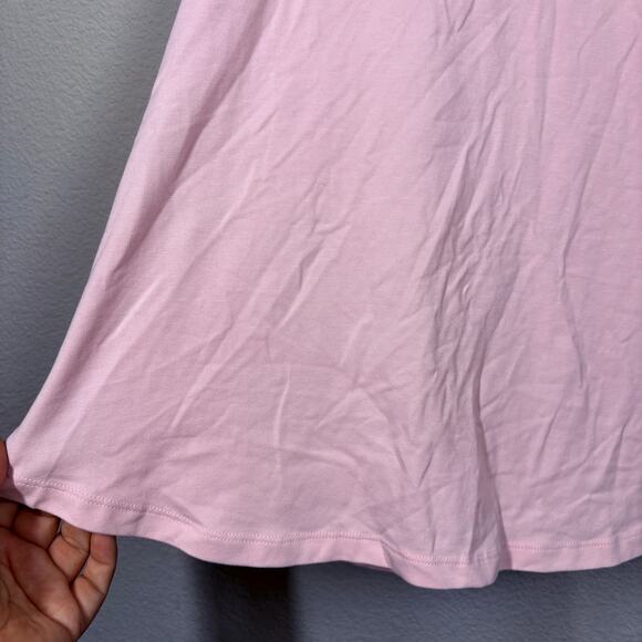 E.L.I Size XL Ringer Tee T-Shirt Pink Relaxed Pima Cotton Blend Lace Up Sleeve - Picture 4 of 10